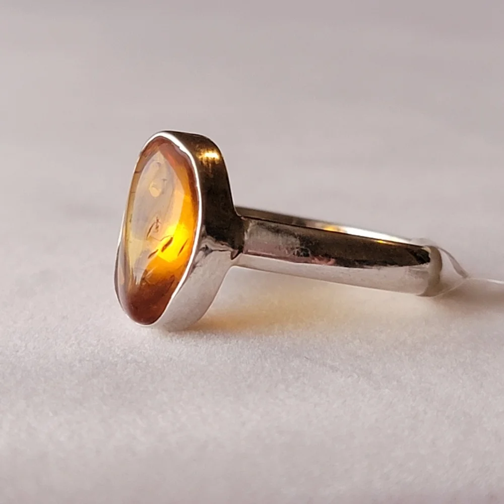 Natural Baltic Amber 925 Sterling Silver Ring NWT Genuine  Stamped Signed